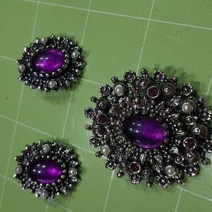 Vtg Sarah Coventry Amethyst brooch/earrings